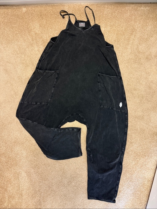 Free People Pants - Free People Black Washed Onesie with Pockets
